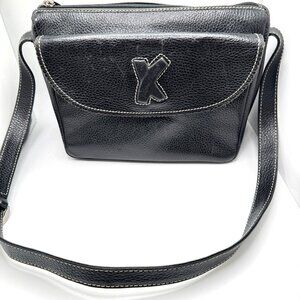 Paloma Picasso Womens Black Pebbled Leather Bag Purse Silvertone Hardware